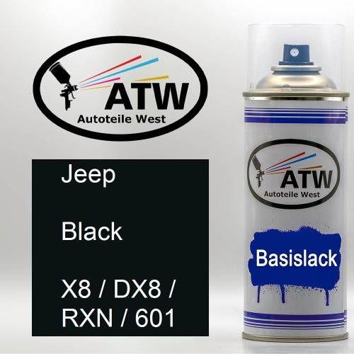 Jeep, Black, X8 / DX8 / RXN / 601: 400ml Sprühdose, von ATW Autoteile West.